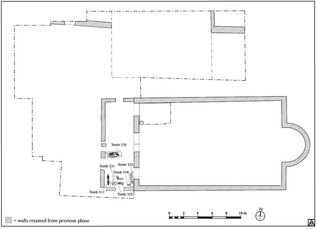 Figure 21. Plan showing narthex and built tombs (Margaret Andrews).