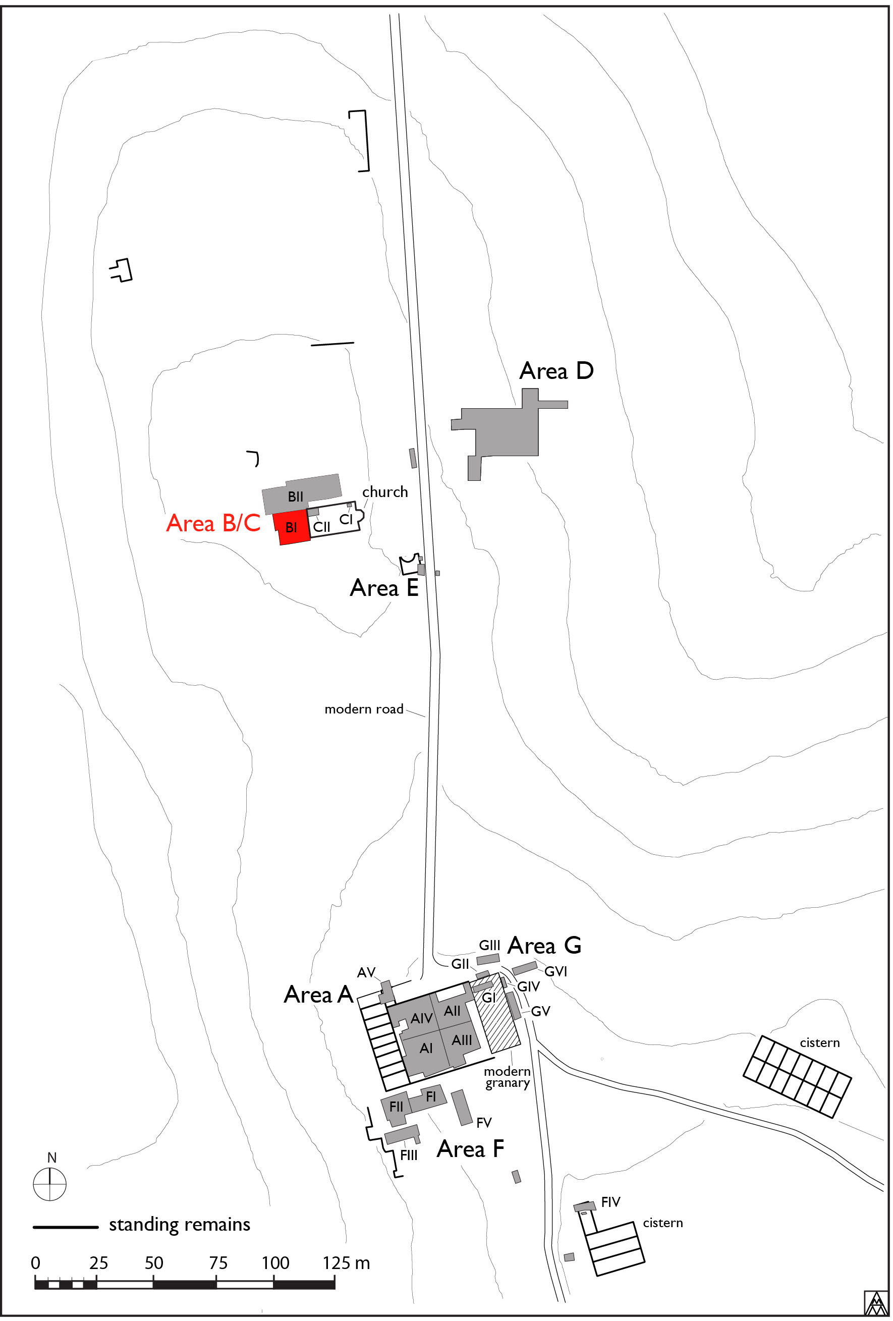 Figure 1. General site plan showing location of Trench BI (Margaret Andrews).