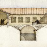 Figure 38. Reconstruction drawing of cloisters and cistern (Nicola de Pace).