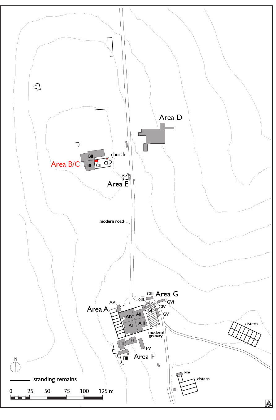 Figure 1. General site plan showing location of Area C (Margaret Andrews).