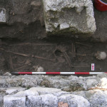 Figure 55. Grave (T261) containing adult female 3571* cut into narthex wall.