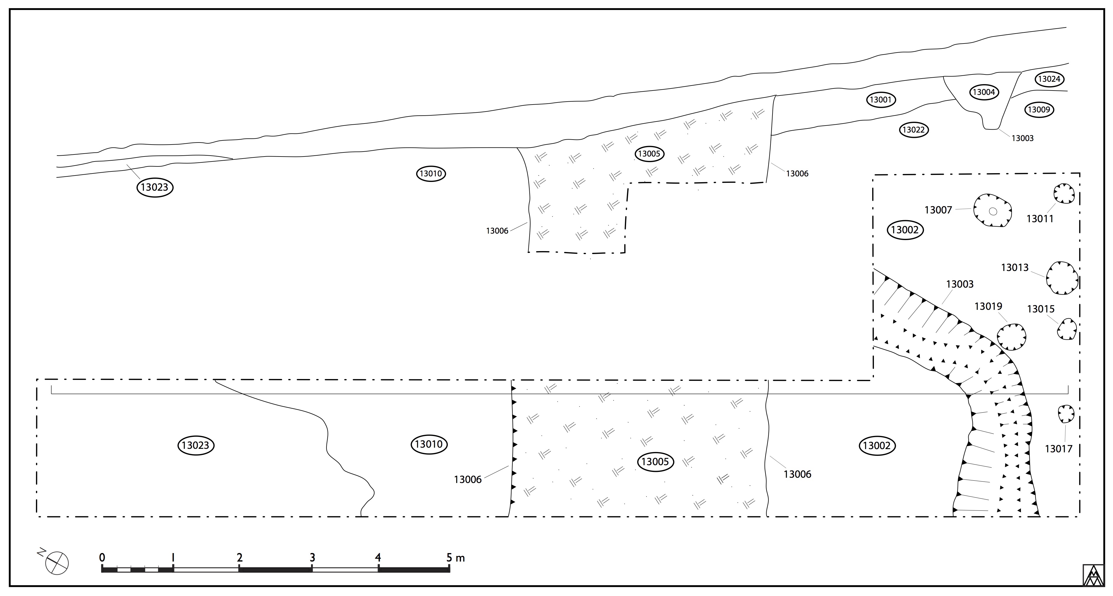 Figure 3. Plan and section of Trench HI (Margaret Andrews).