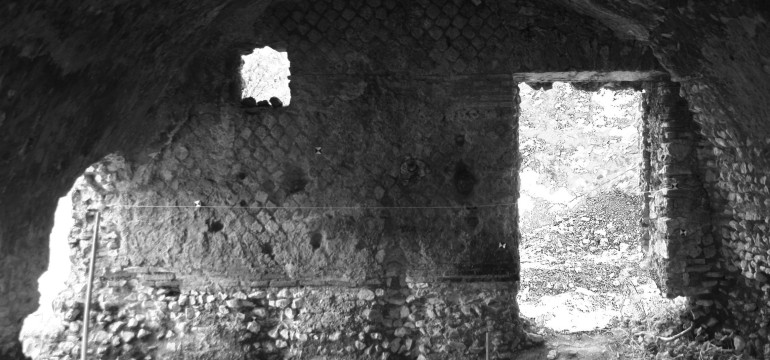 Figure 11. Exposed northern wall of cisterns.